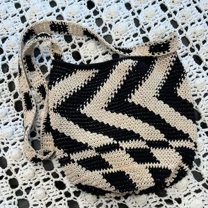 Wild Fable Black and Cream Crochet Shoulder Bag
